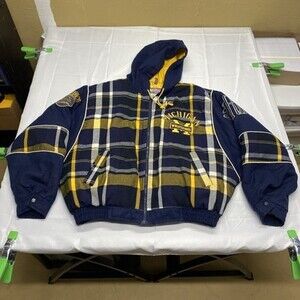Vintage 90s Giovanne Michigan Wolverines Plaid Duck Down Puffer Jacket! Size L